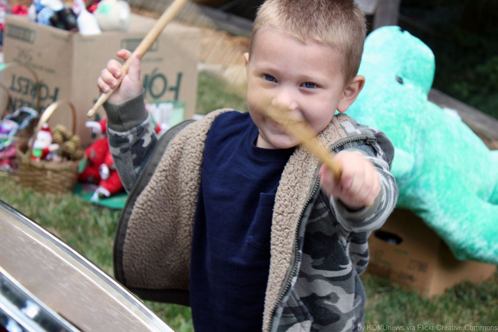 Kid drumming