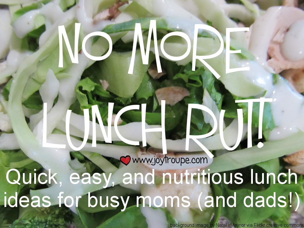 No more lunch rut! Quick, easy, nutritious lunch ideas for busy moms & Dads