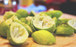 Juiced limes for Fizzy Honey Limeade recipe Joy Makin Mamas