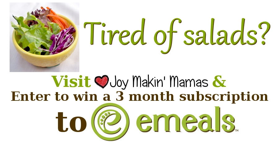 Tired of salads? Enter to win 3 months of emeals from Joy Makin Mamas!