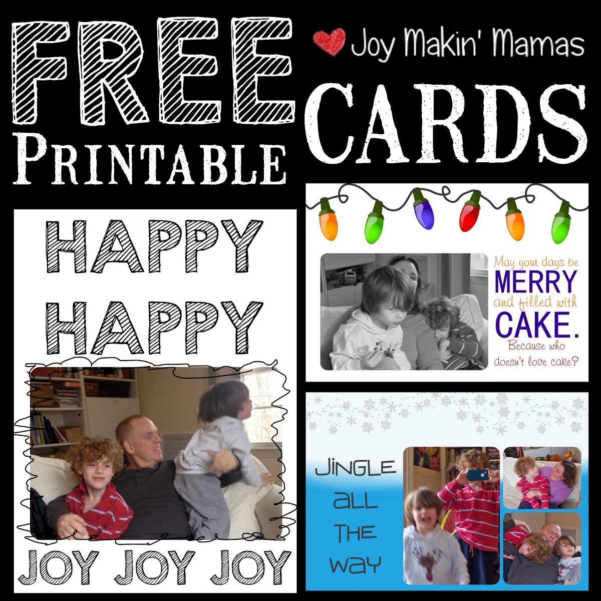 free printable holiday card templates Joy Makin' Mamas 2014