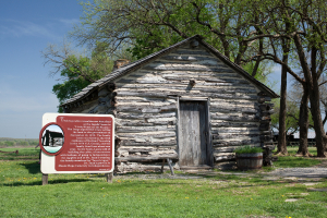 A replica of the cabin described by Wilder in Little House On The Prairie.